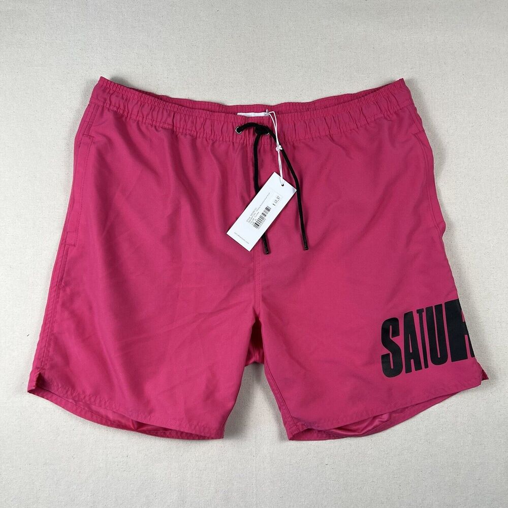 Saturdays NYC Timothy Accordion Swim Short Men’s XL Fuchsia 6.5”‎ Inseam Lined